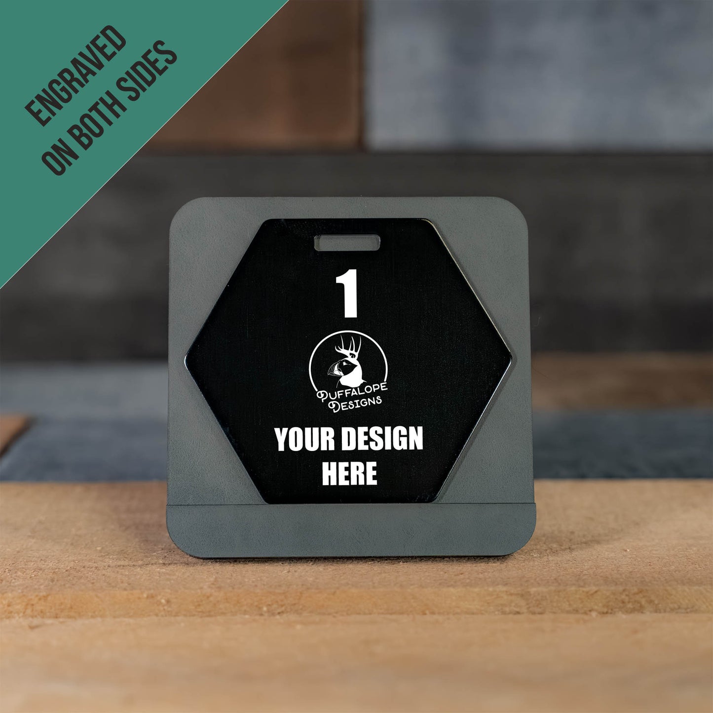 Double Sided Custom Hex Shape Metal Disc Golf Bag Tags