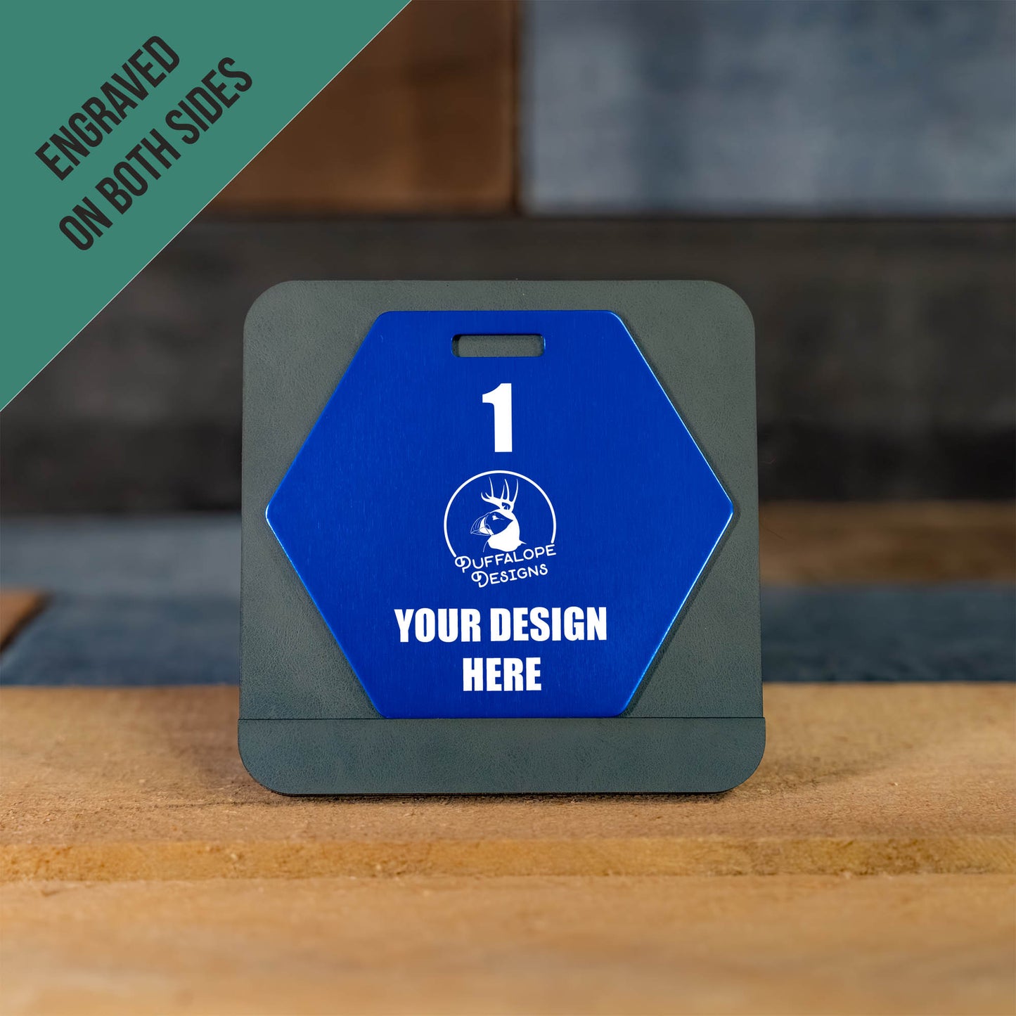 Double Sided Custom Hex Shape Metal Disc Golf Bag Tags