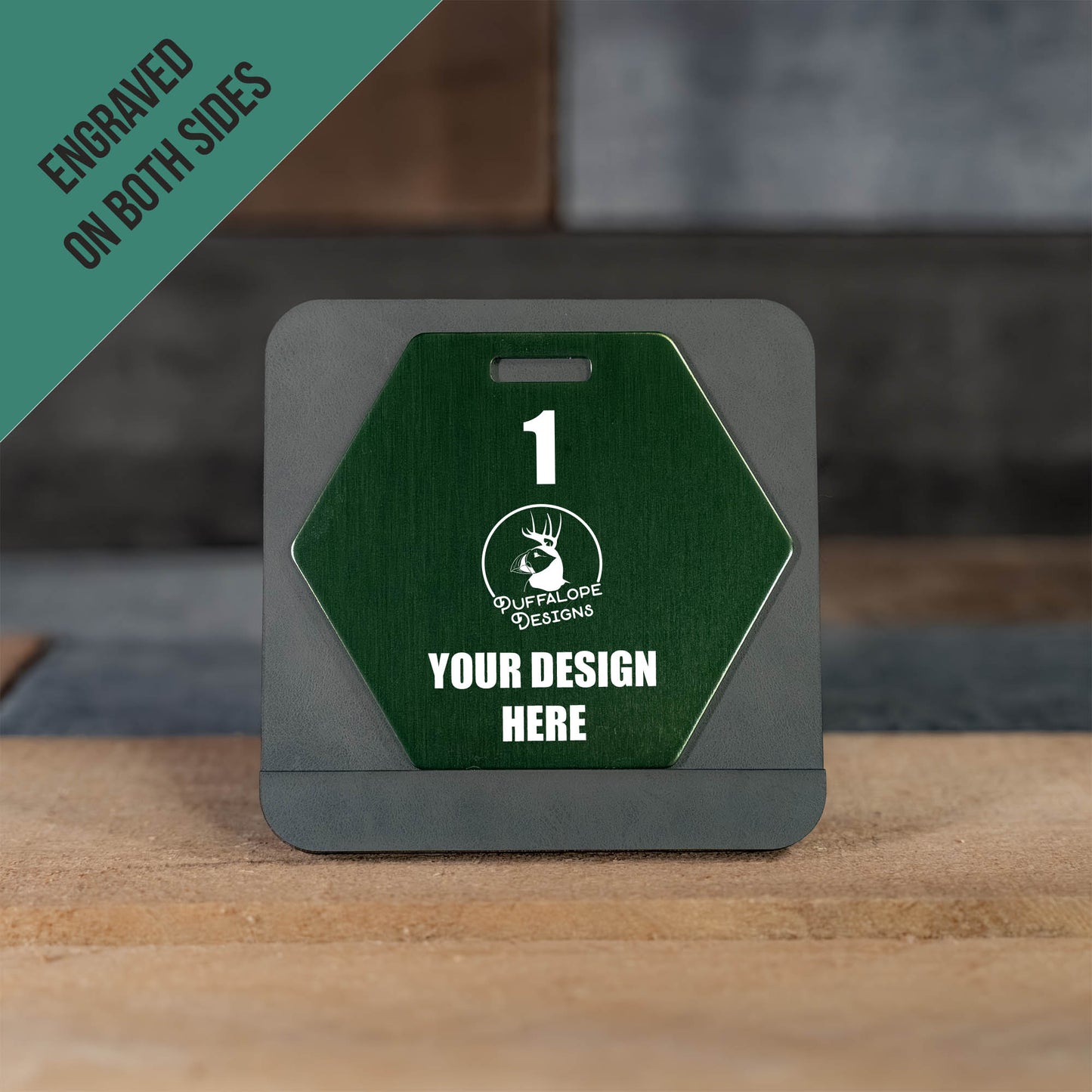 Double Sided Custom Hex Shape Metal Disc Golf Bag Tags