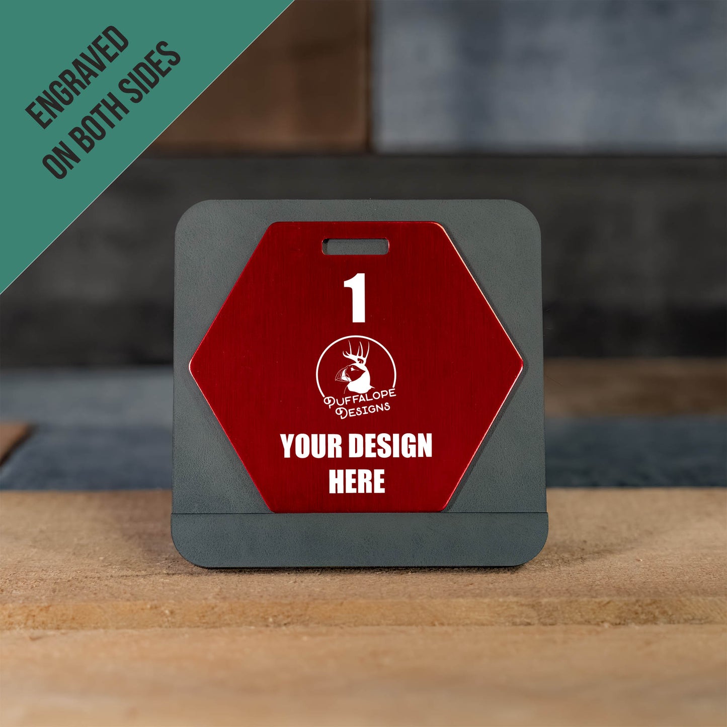 Double Sided Custom Hex Shape Metal Disc Golf Bag Tags