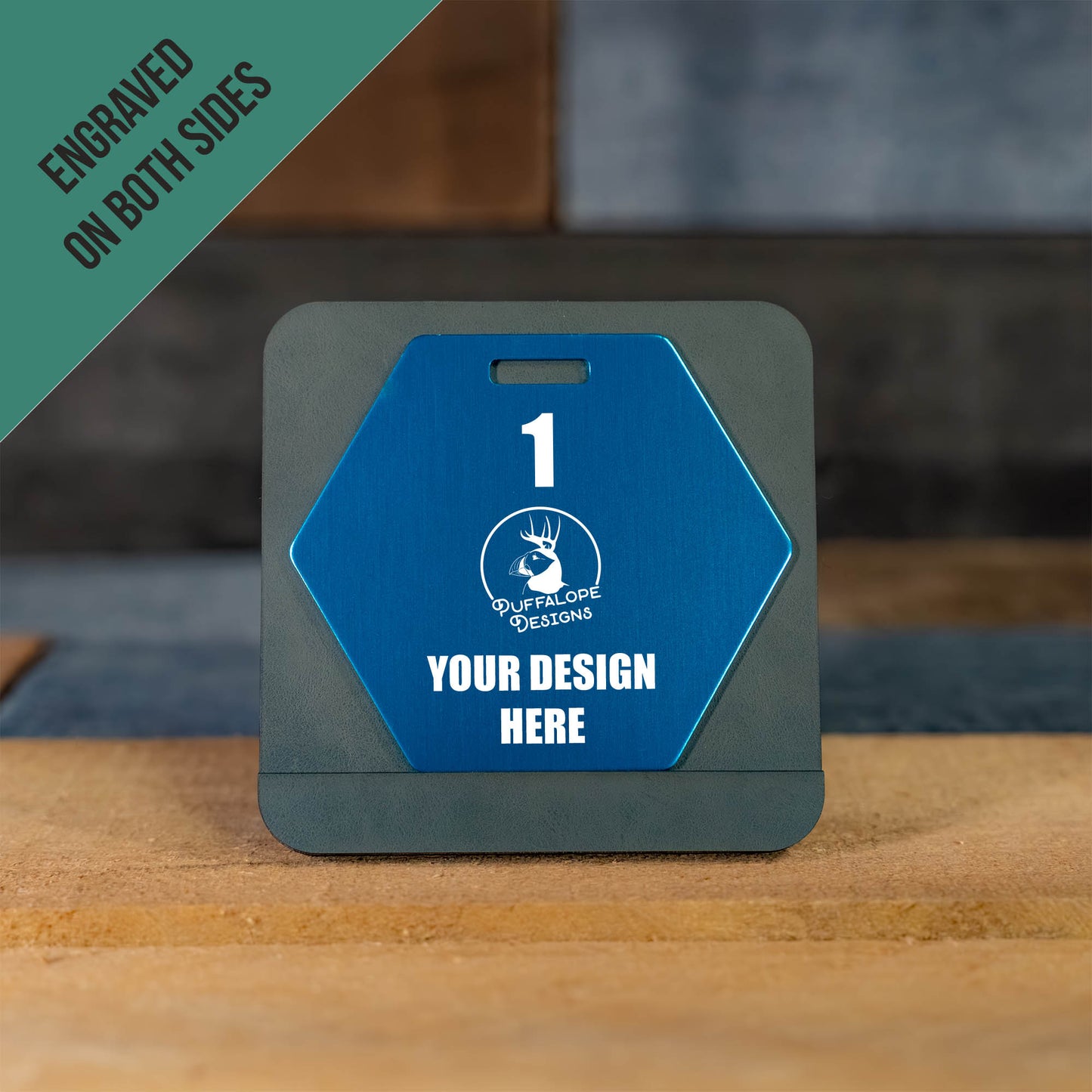 Double Sided Custom Hex Shape Metal Disc Golf Bag Tags