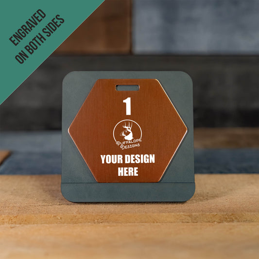Double Sided Custom Hex Shape Metal Disc Golf Bag Tags