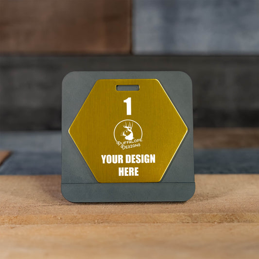 Custom Hex Shape Metal Disc Golf Bag Tags