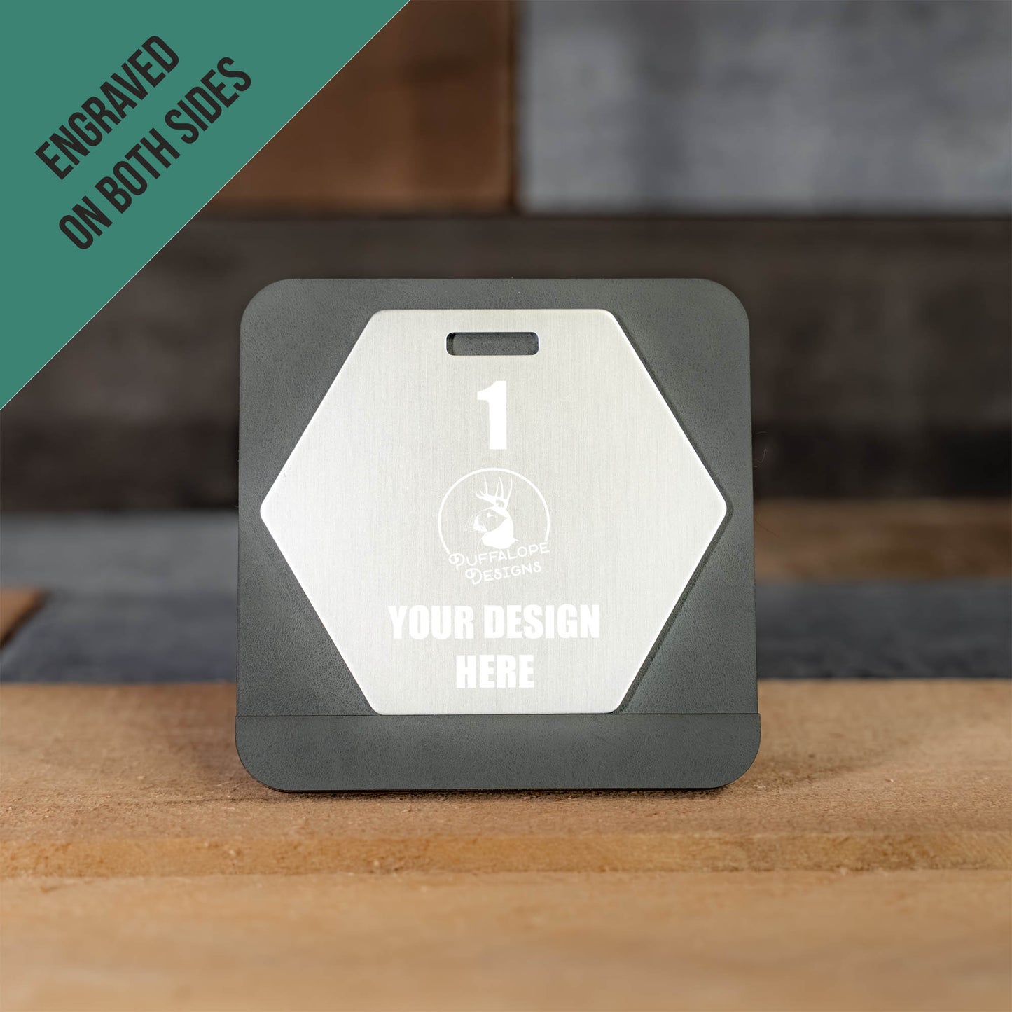 Double Sided Custom Hex Shape Metal Disc Golf Bag Tags